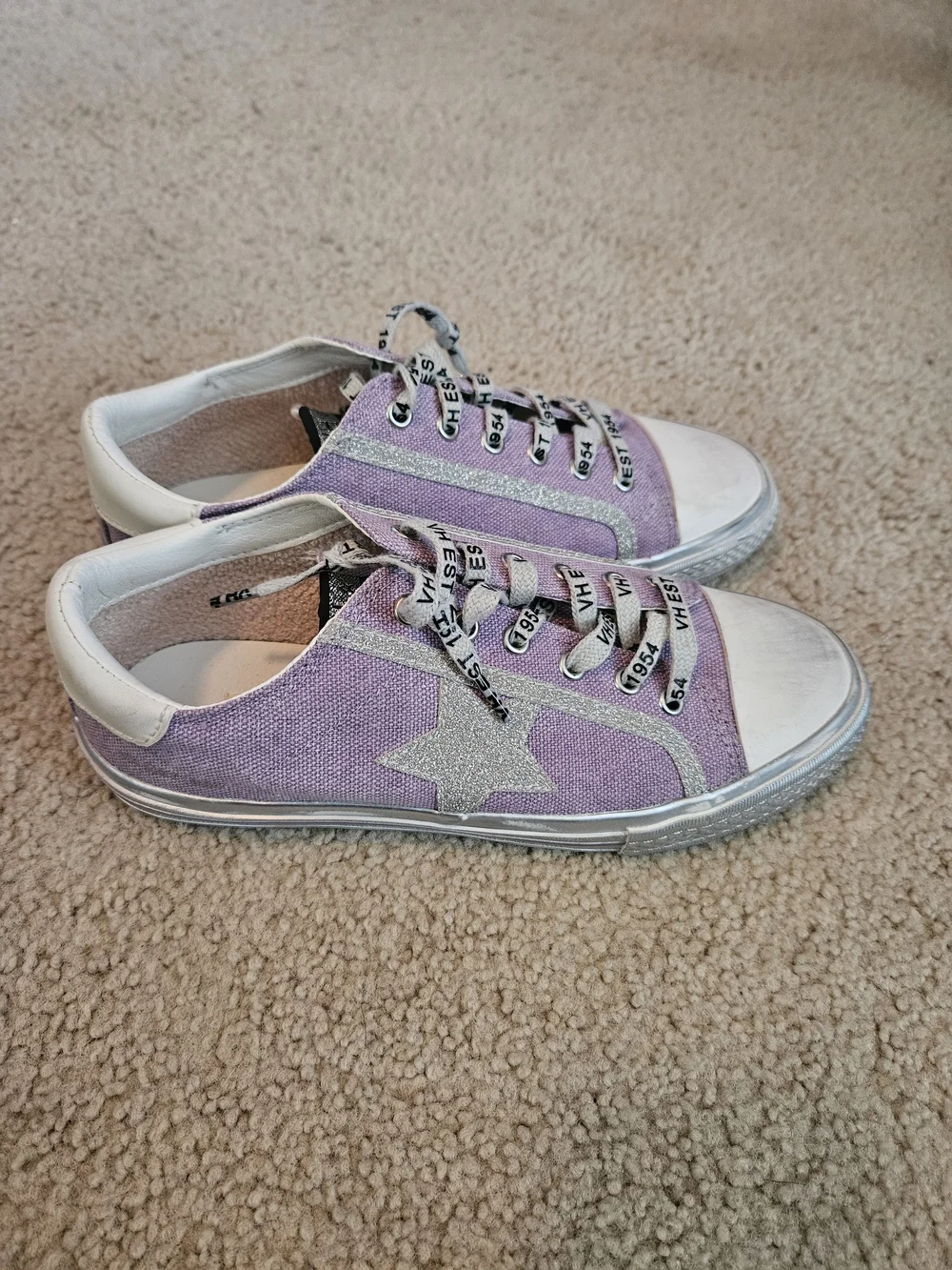 Vintage Havana Lavender And Silver Glitter Sneakers Size 6.5
